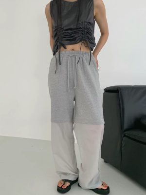 半尼龍透感長棉褲