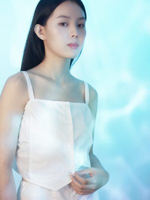 縮口吊帶套裝裙