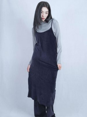 絨布喇叭褲 深藍