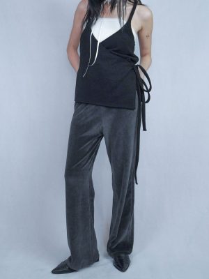 絨布喇叭褲 深灰