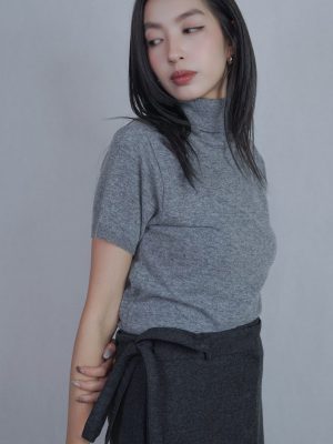 立領羊毛短上衣 灰