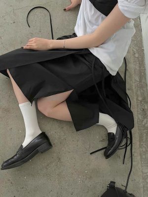 縮褶細肩背心長裙 黑