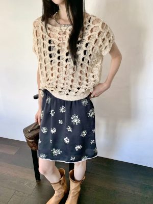 花園緞面光感短裙