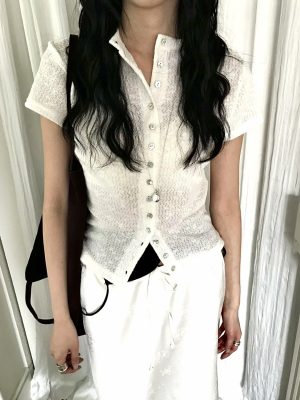 小花貝殼鈕扣針織開衫